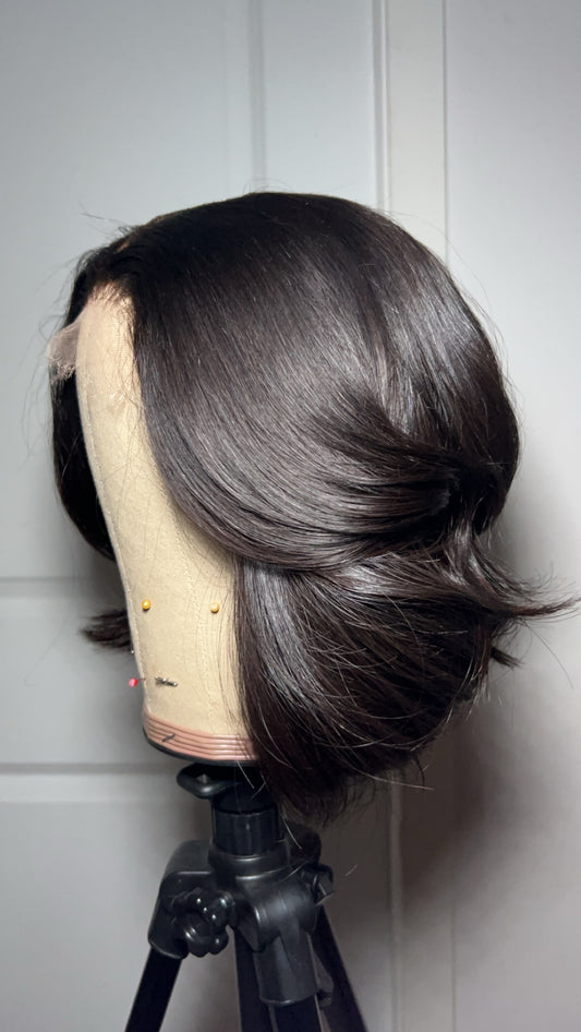 10 inch Layered Glueless Closure Wig